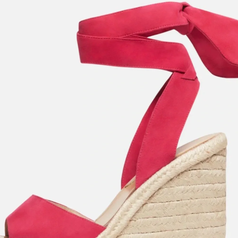 Paul Andrew Hot Pink Espadrille Wedge Sandals